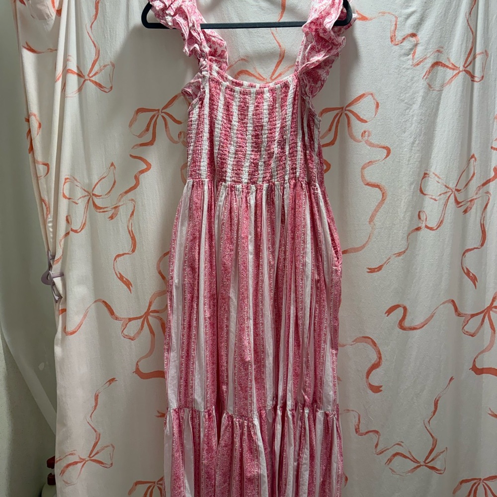 Pink and White Maxi Dress